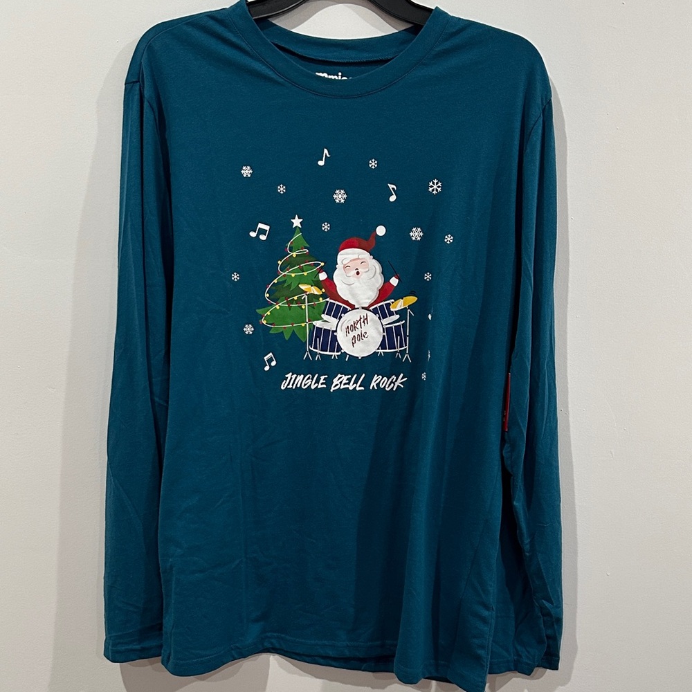 Long Sleeve Jingle Bell Rock Pajama Shirt Size M